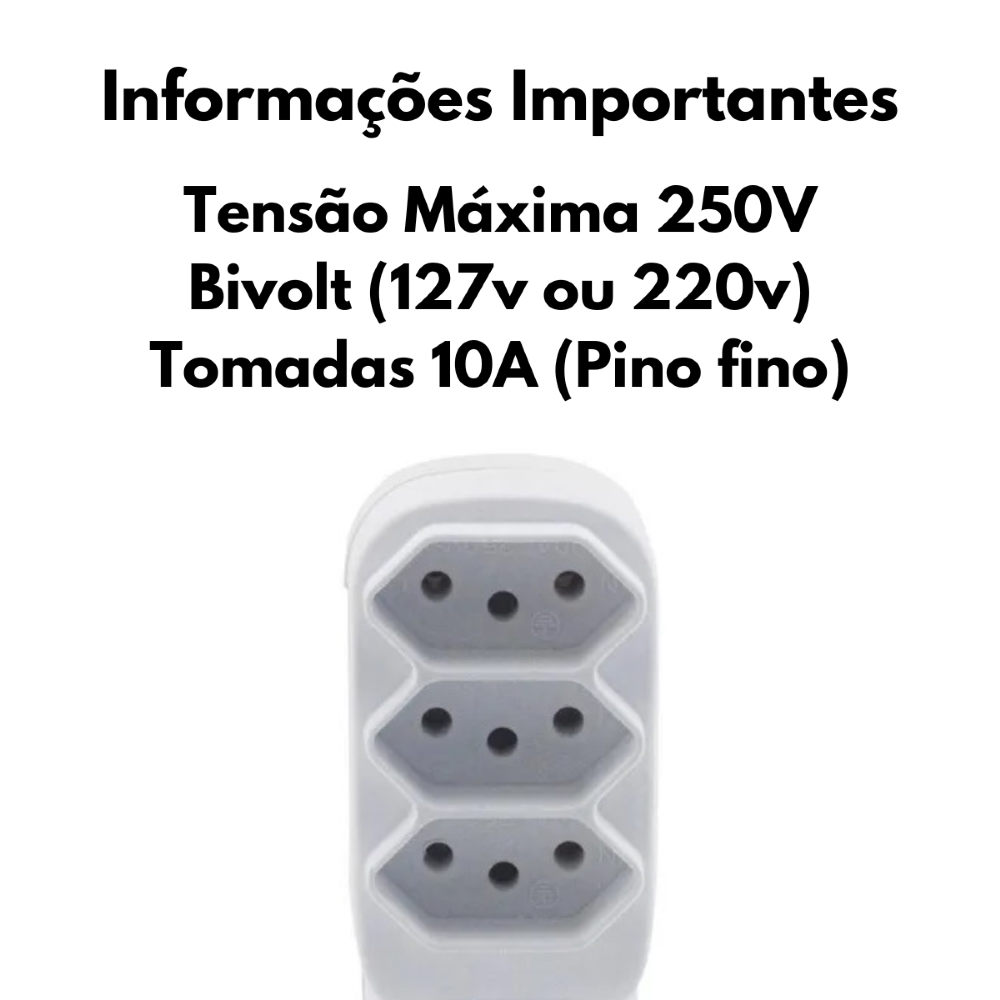 Benjamin Tripolar 4 Saídas 10A Bivolt Branco Force Line